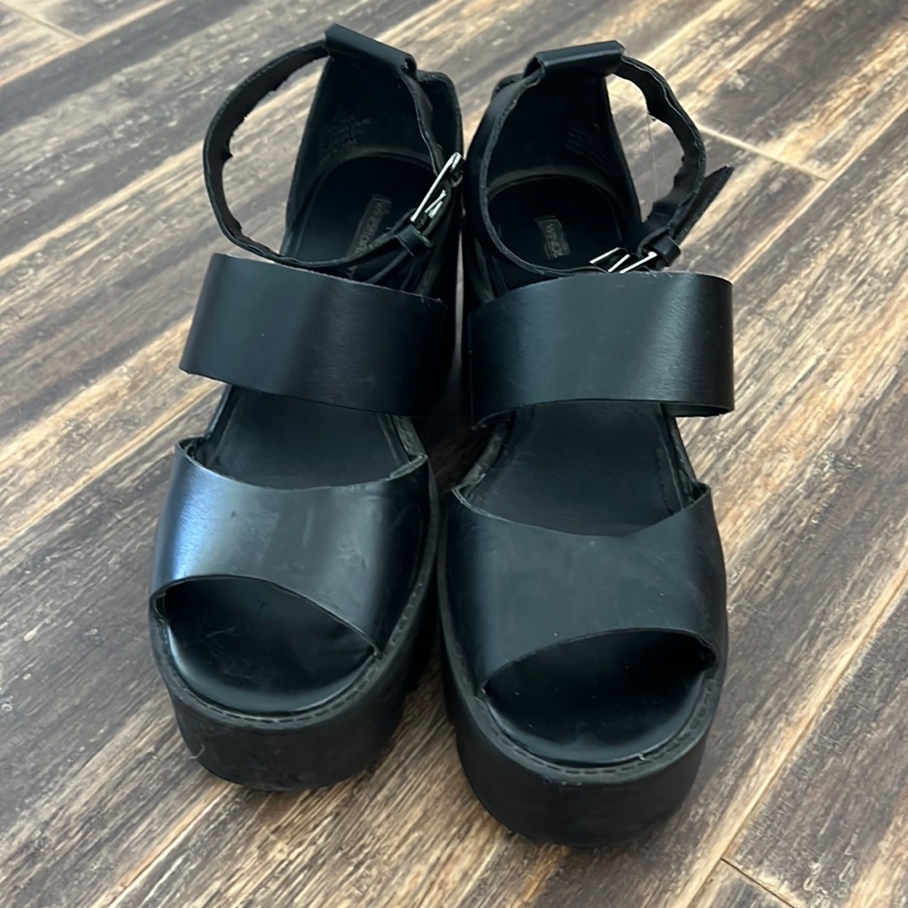 Black Lug sole platform sandals
